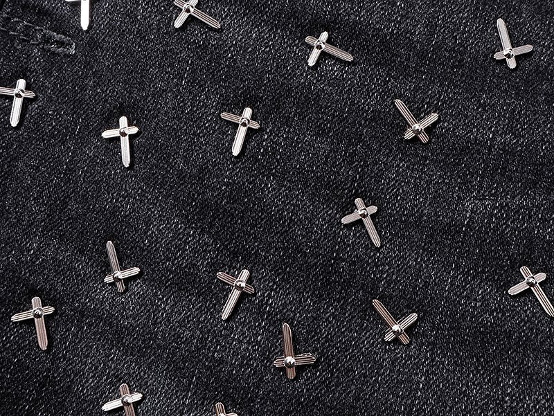R+A Cross-Stud Washed Black Jeans