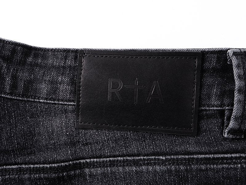 R+A Cross-Stud Washed Black Jeans