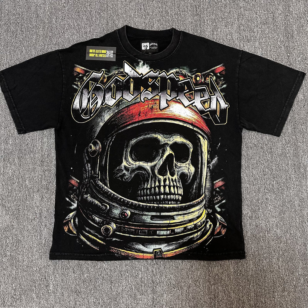 Godspeed Astronaut Skull Graphic T-Shirt
