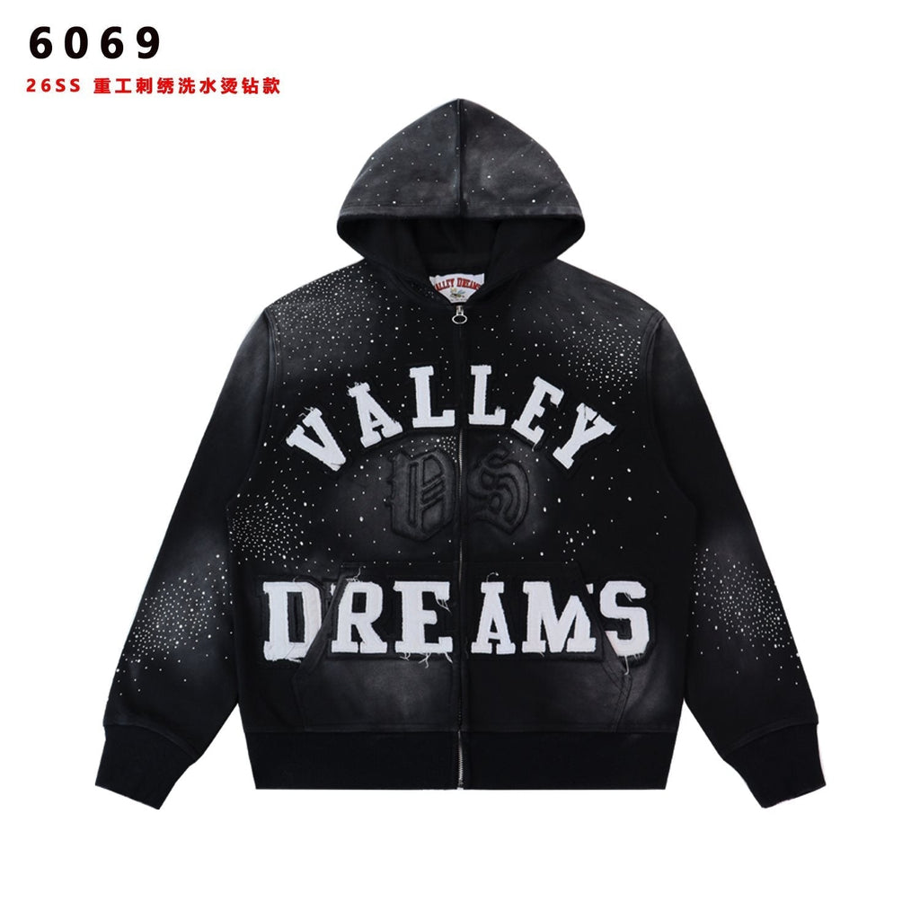 Valley Dreams Washed Rhinestone Zip Hoodie