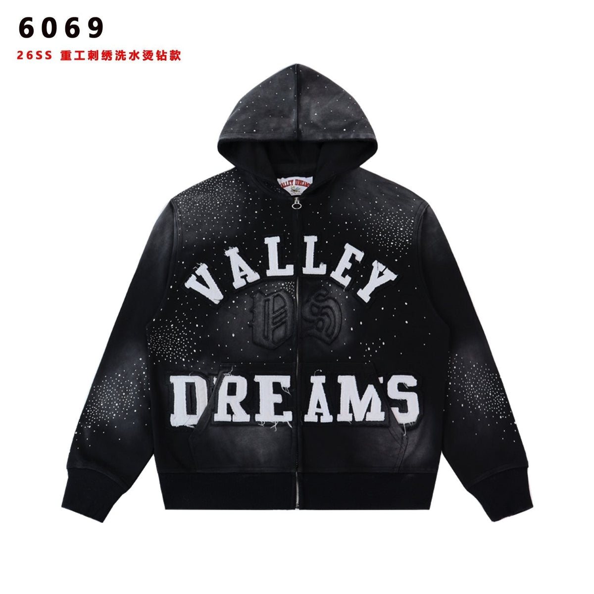 Valley Dreams Washed Rhinestone Zip Hoodie