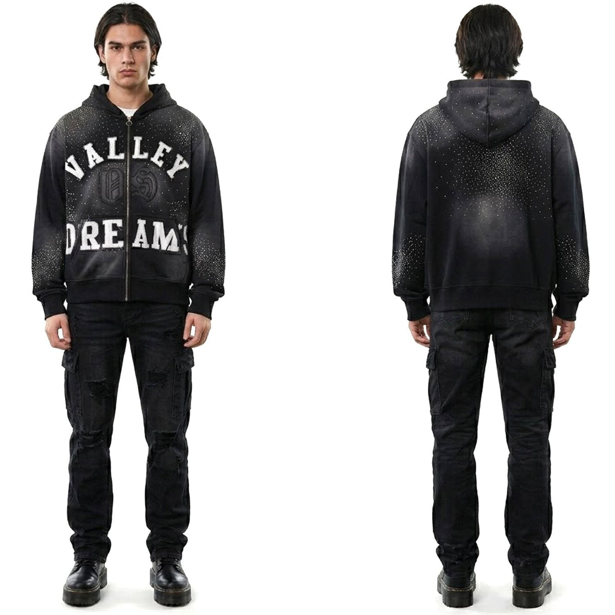 Valley Dreams Washed Rhinestone Zip Hoodie