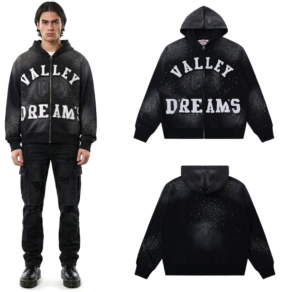 Valley Dreams Washed Rhinestone Zip Hoodie