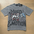 MIXED EMOTION Washed Gray Rhinestone Graphic T-Shirt