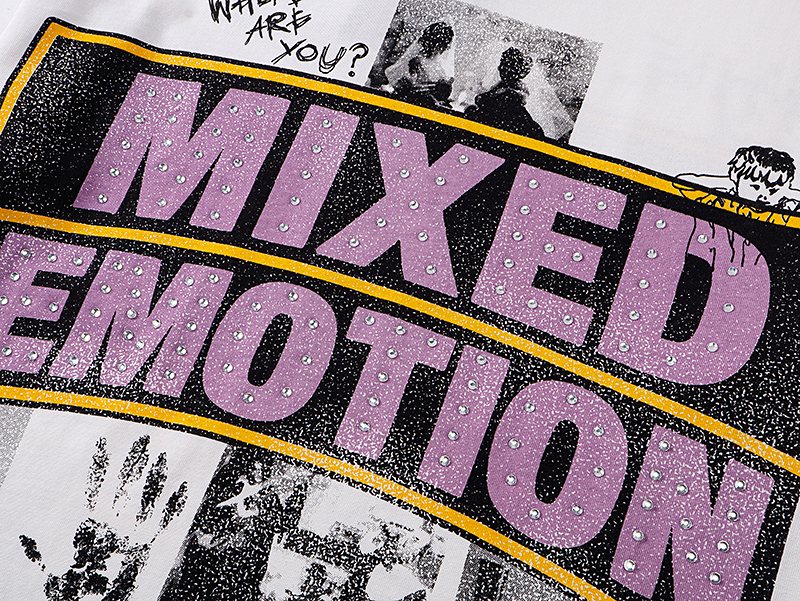 MIXED EMOTION White Graphic T-Shirt