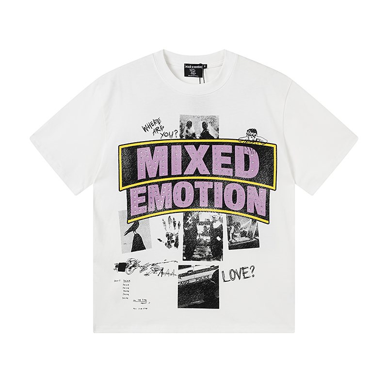 MIXED EMOTION White Graphic T-Shirt