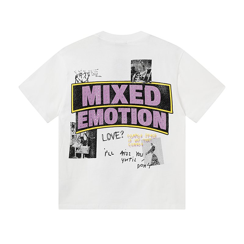 MIXED EMOTION White Graphic T-Shirt