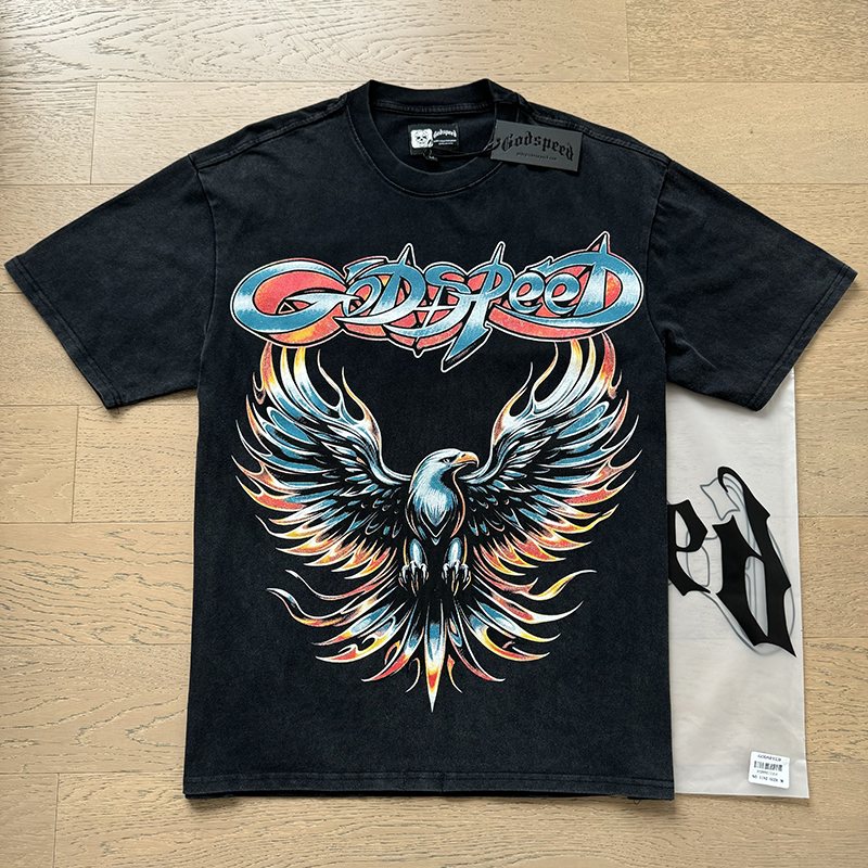 Godspeed Eagle Graphic Washed Black T-Shirt