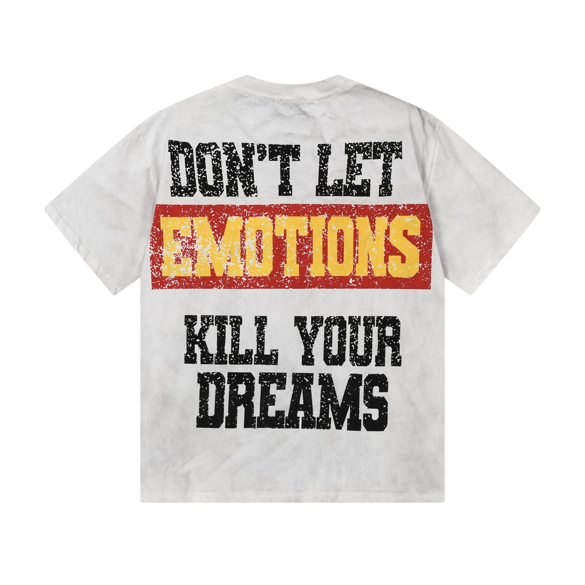 MIXED EMOTION Washed White Front & Back Graphic T-Shirt