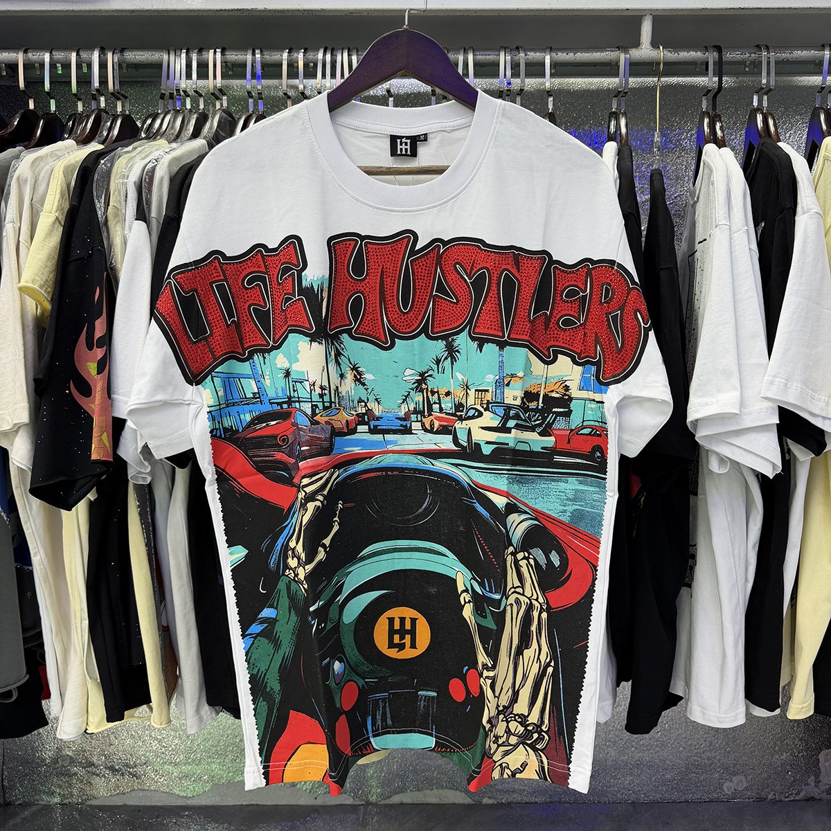 Life Hustlere Motorcycle Graphic Short-Sleeve T-Shirt
