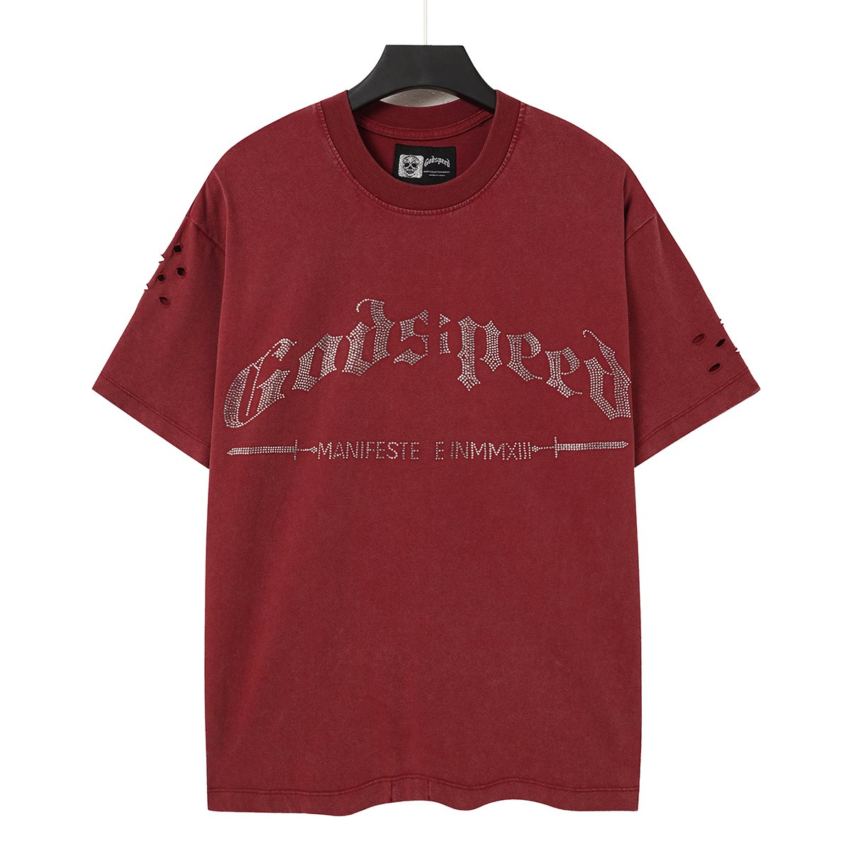 Godspeed Washed Rhinestone Graphic T-Shirt