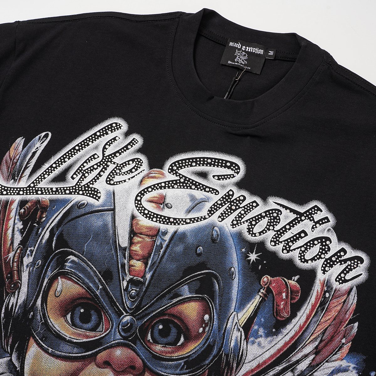 MIXED EMOTION Rhinestone Front Graphic T-Shirt