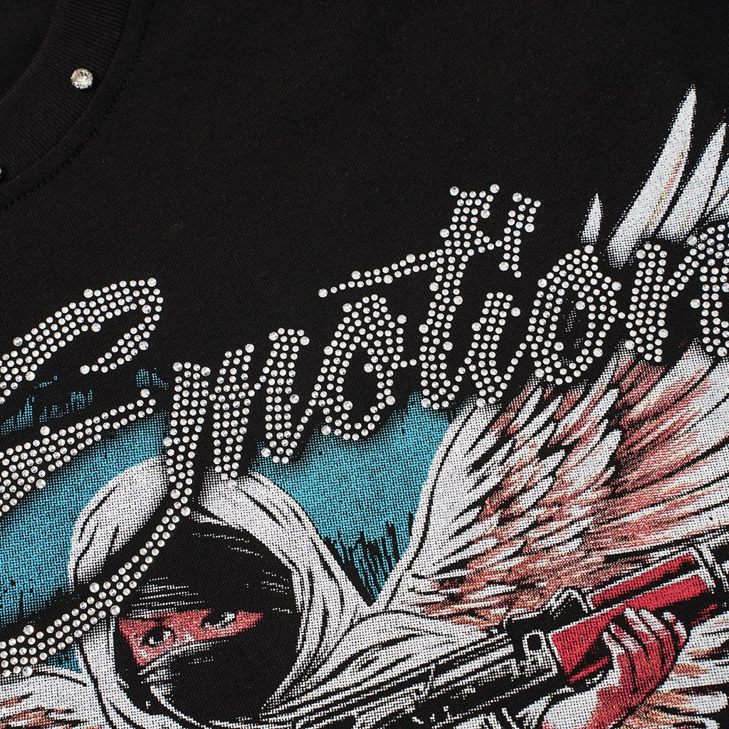 MIXED EMOTION Rhinestone Front Graphic T-Shirt