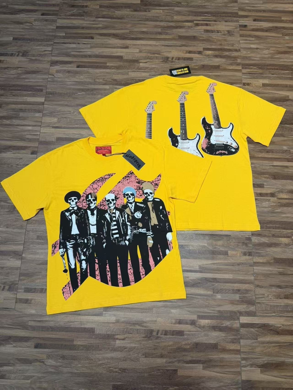 Godspeed Skeleton Band Guitar Graphic T-Shirt