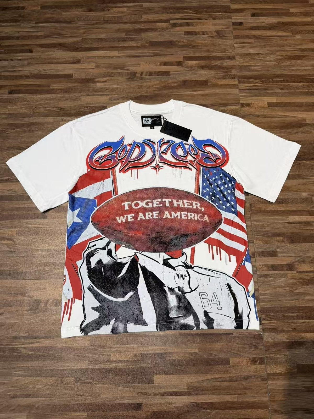 Godspeed Patriotic Football Graphic T-Shirt
