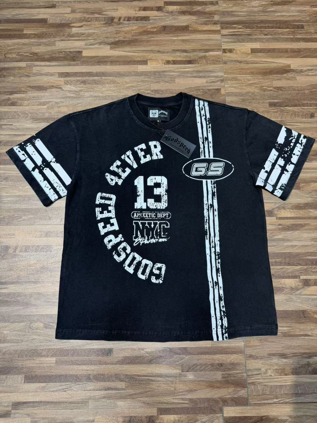 Godspeed Washed Black Distressed Graphic T-Shirt
