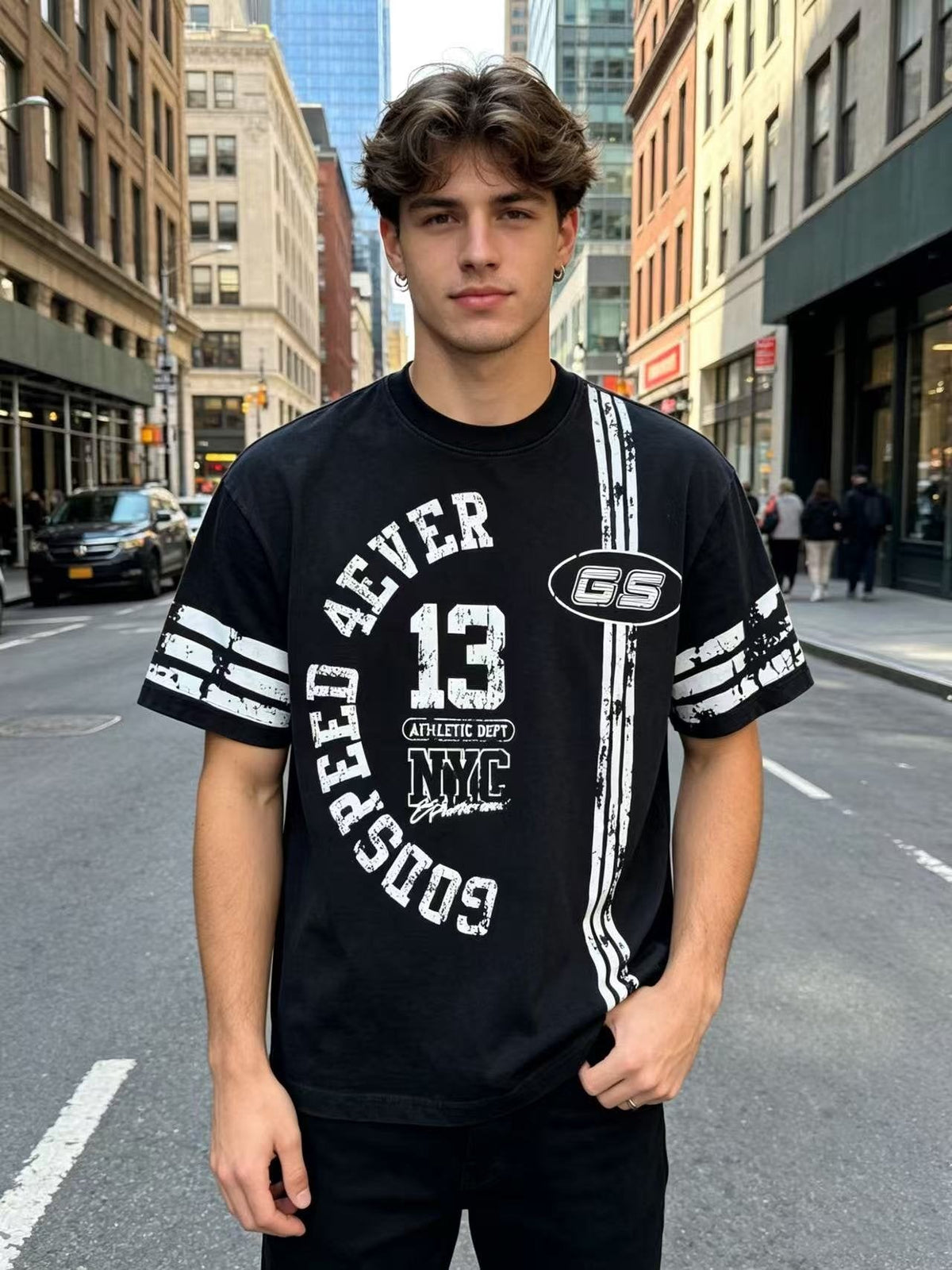 Godspeed Washed Black Distressed Graphic T-Shirt