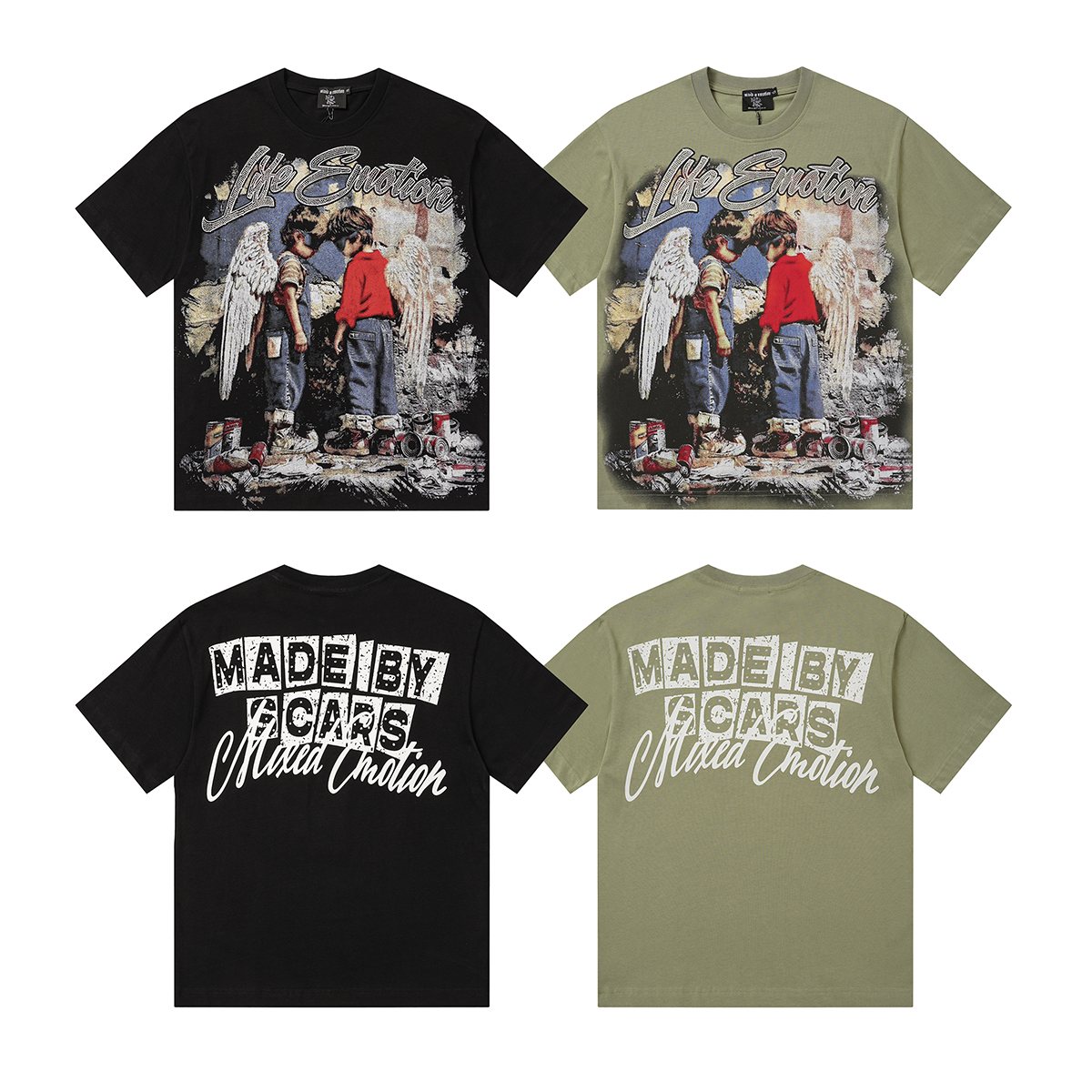 MIXED EMOTION Rhinestone Graphic T-Shirt