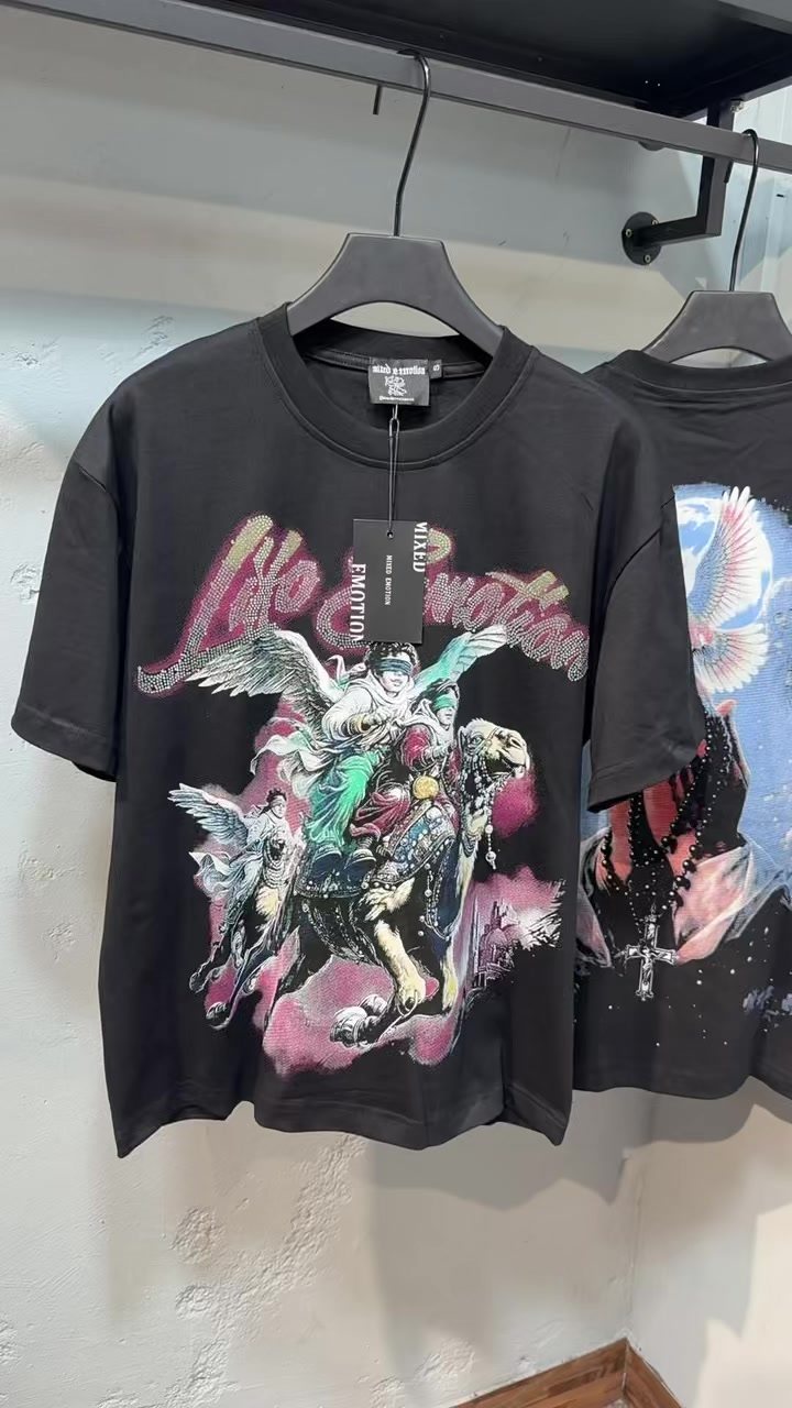 MIXED EMOTION Rhinestone Graphic Short-Sleeve T-Shirt