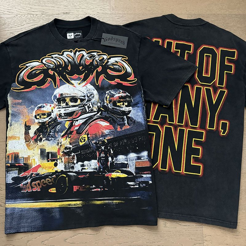 Godspeed Washed Black Racing Graphic T-Shirt