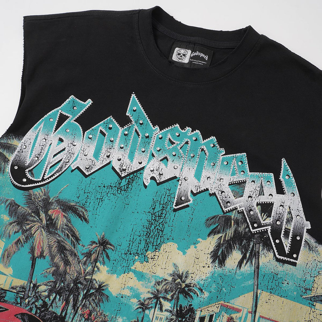 Godspeed Street Car Graphic Sleeveless T-Shirt