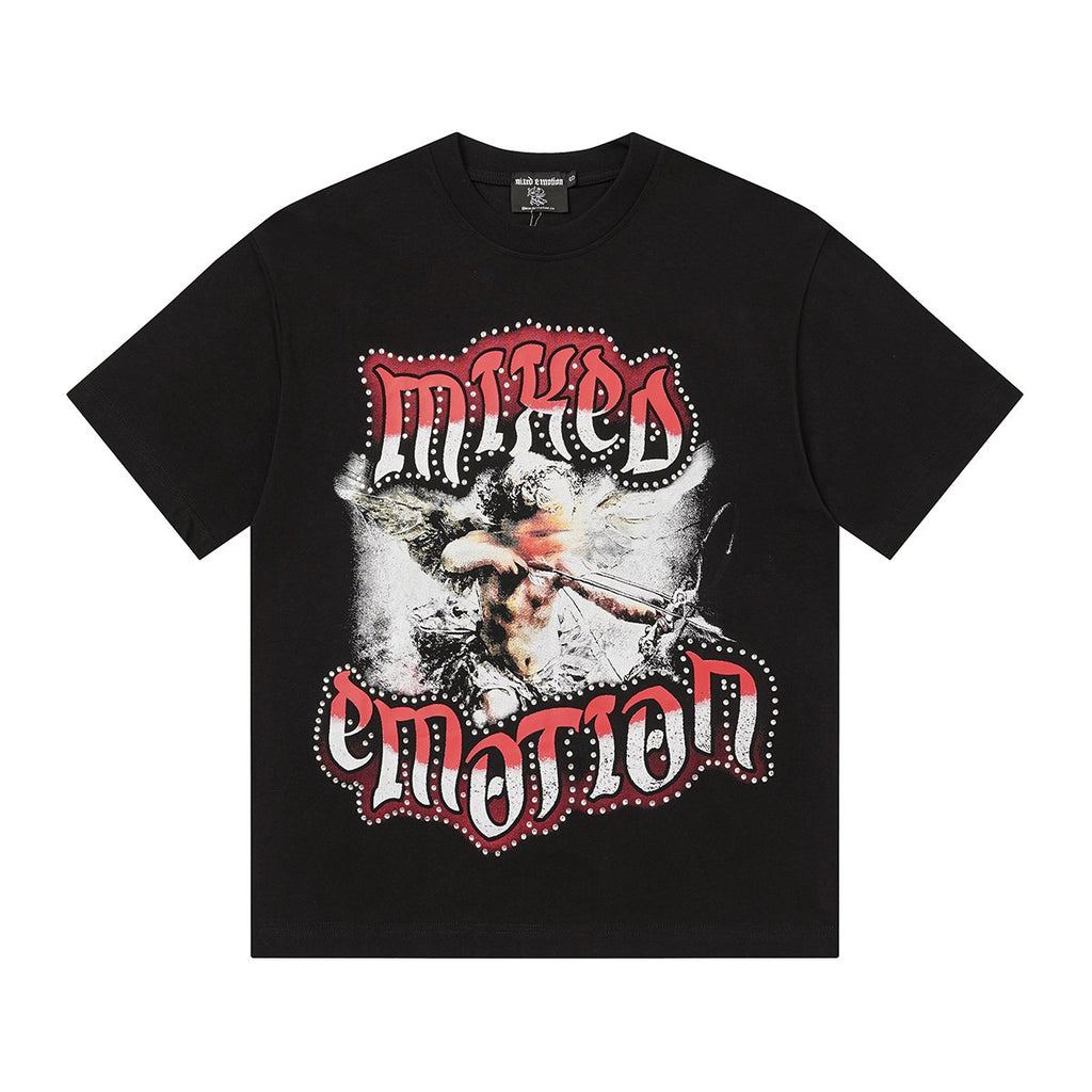 MIXED EMOTION Red & White Front/Back Graphic T-Shirt