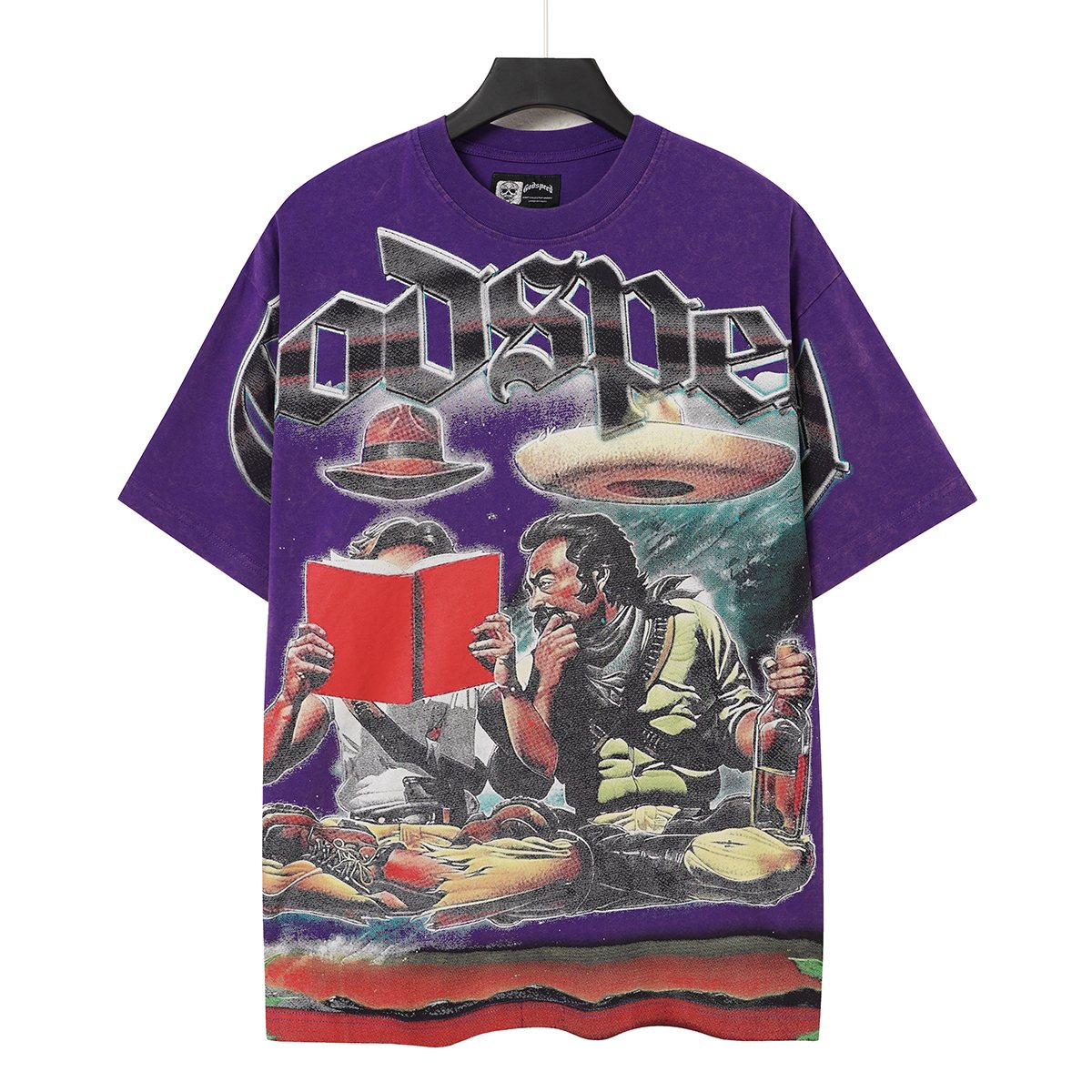 Godspeed Washed Purple Front Graphic Short-Sleeve T-Shirt