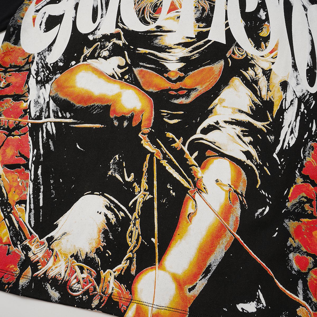 MIXED EMOTION Black Illustrated Front & Back Graphic T-Shirt