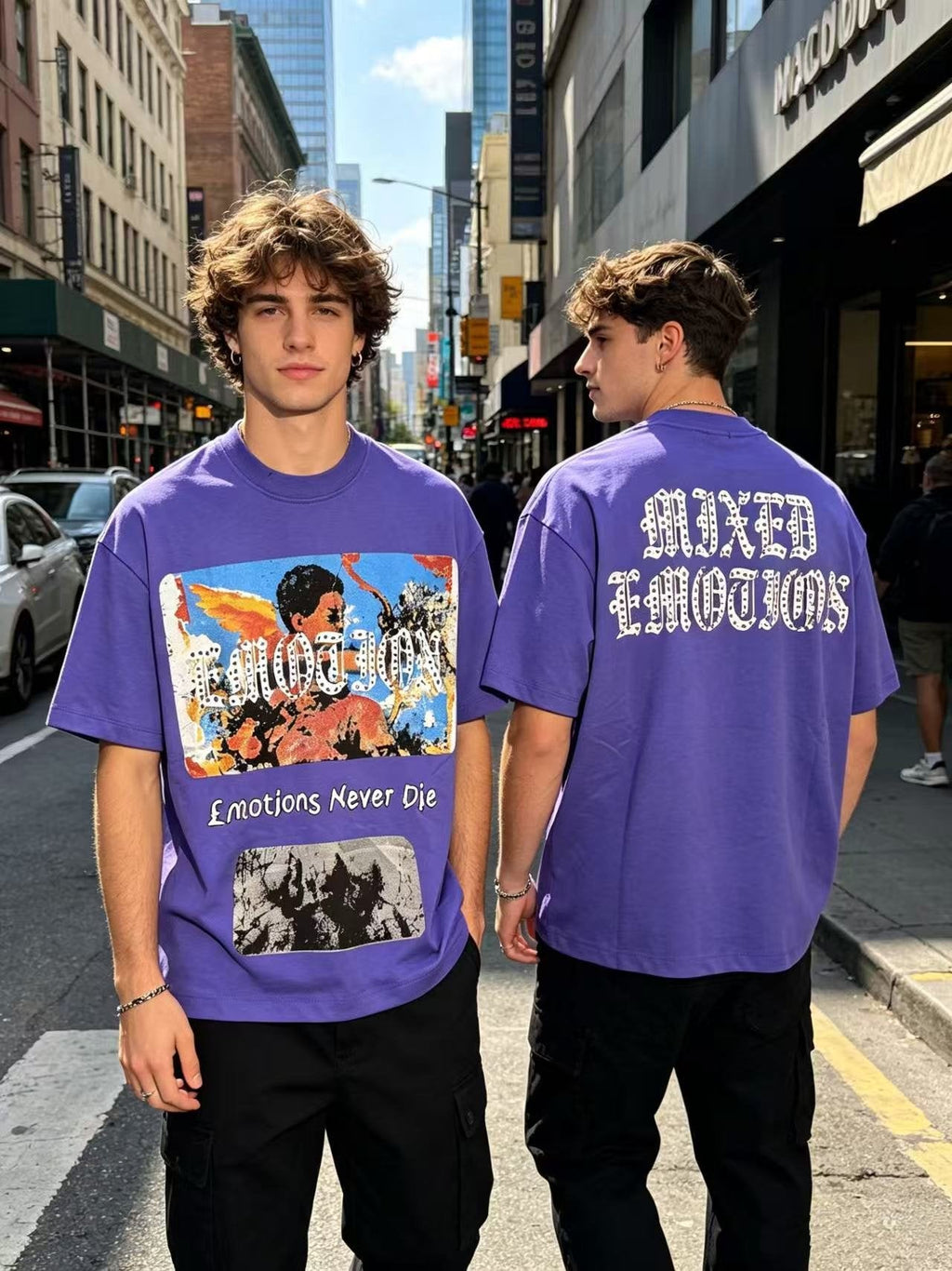 MIXED EMOTION Rhinestone Graphic T-Shirt