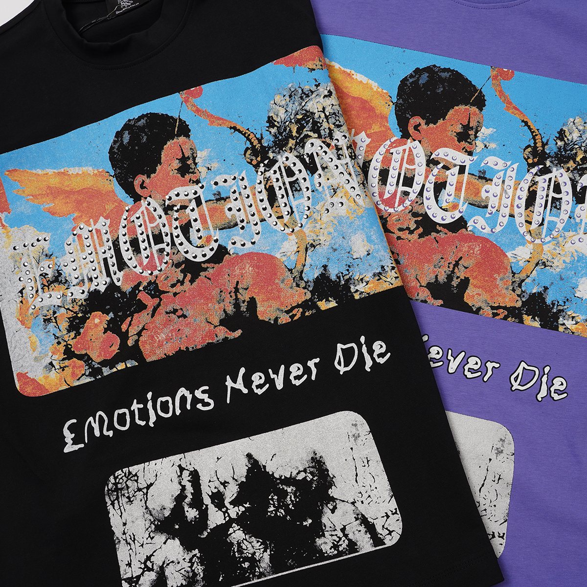 MIXED EMOTION Rhinestone Graphic T-Shirt