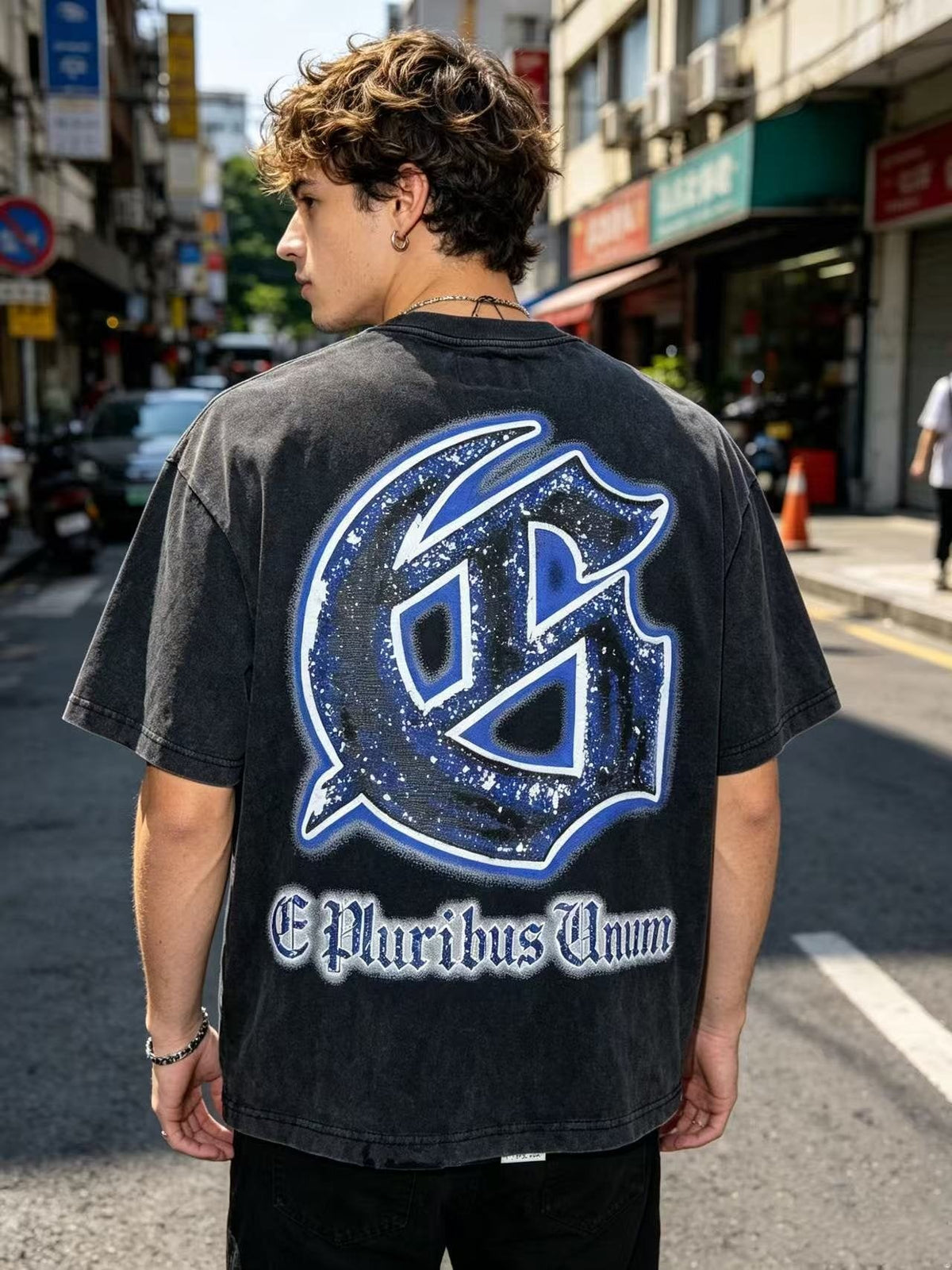 Godspeed Spaceship Graphic Washed Black T-Shirt