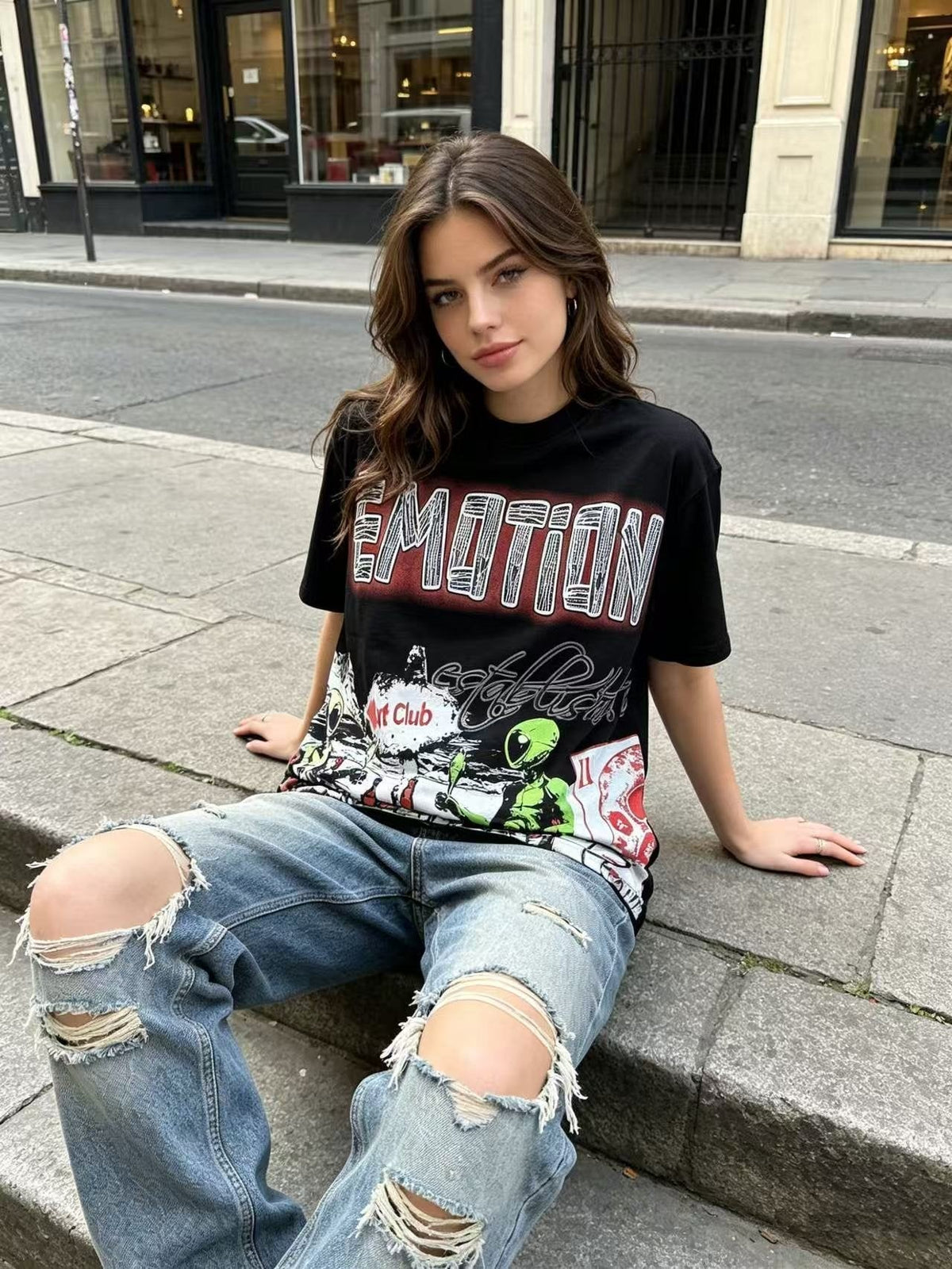 MIXED EMOTION Front and Back Graphic T-Shirt