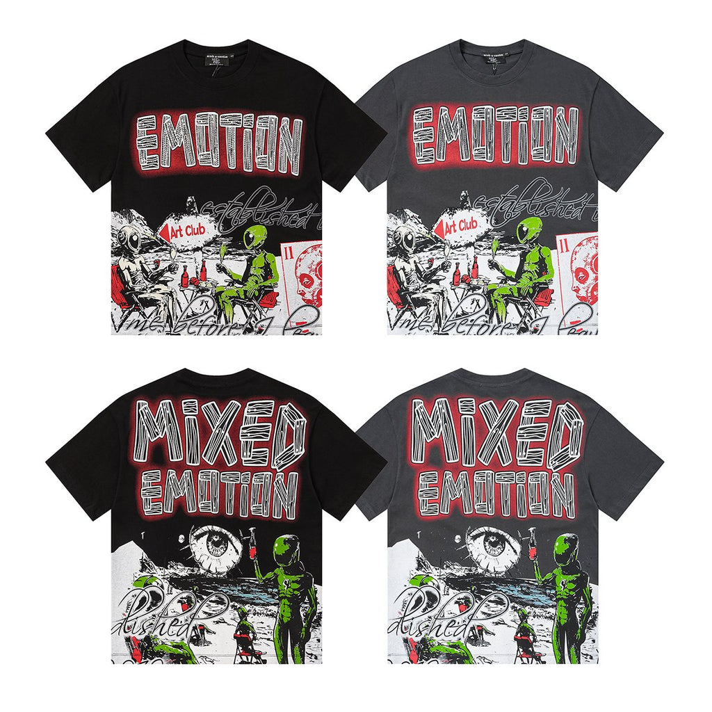 MIXED EMOTION Front and Back Graphic T-Shirt