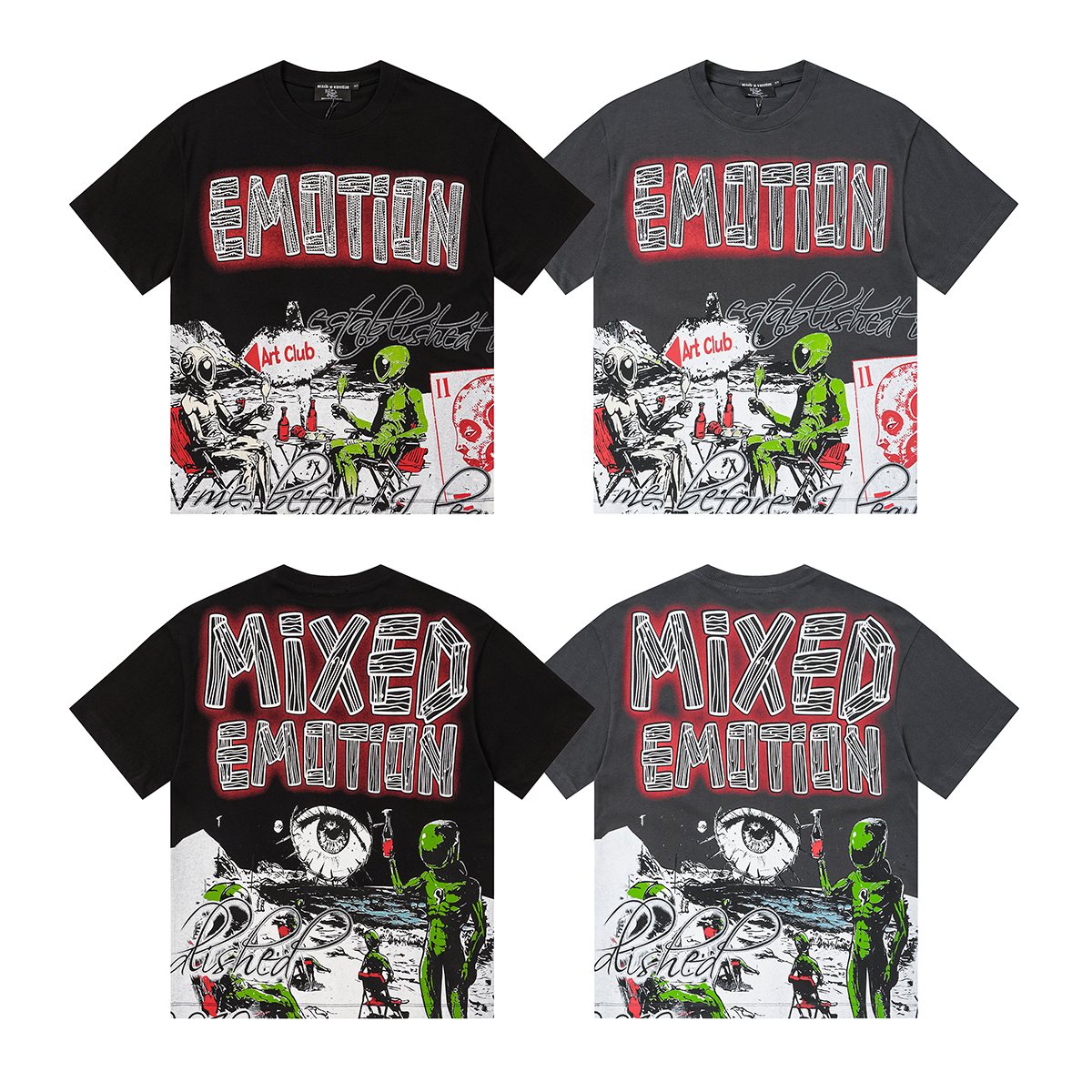 MIXED EMOTION Front and Back Graphic T-Shirt
