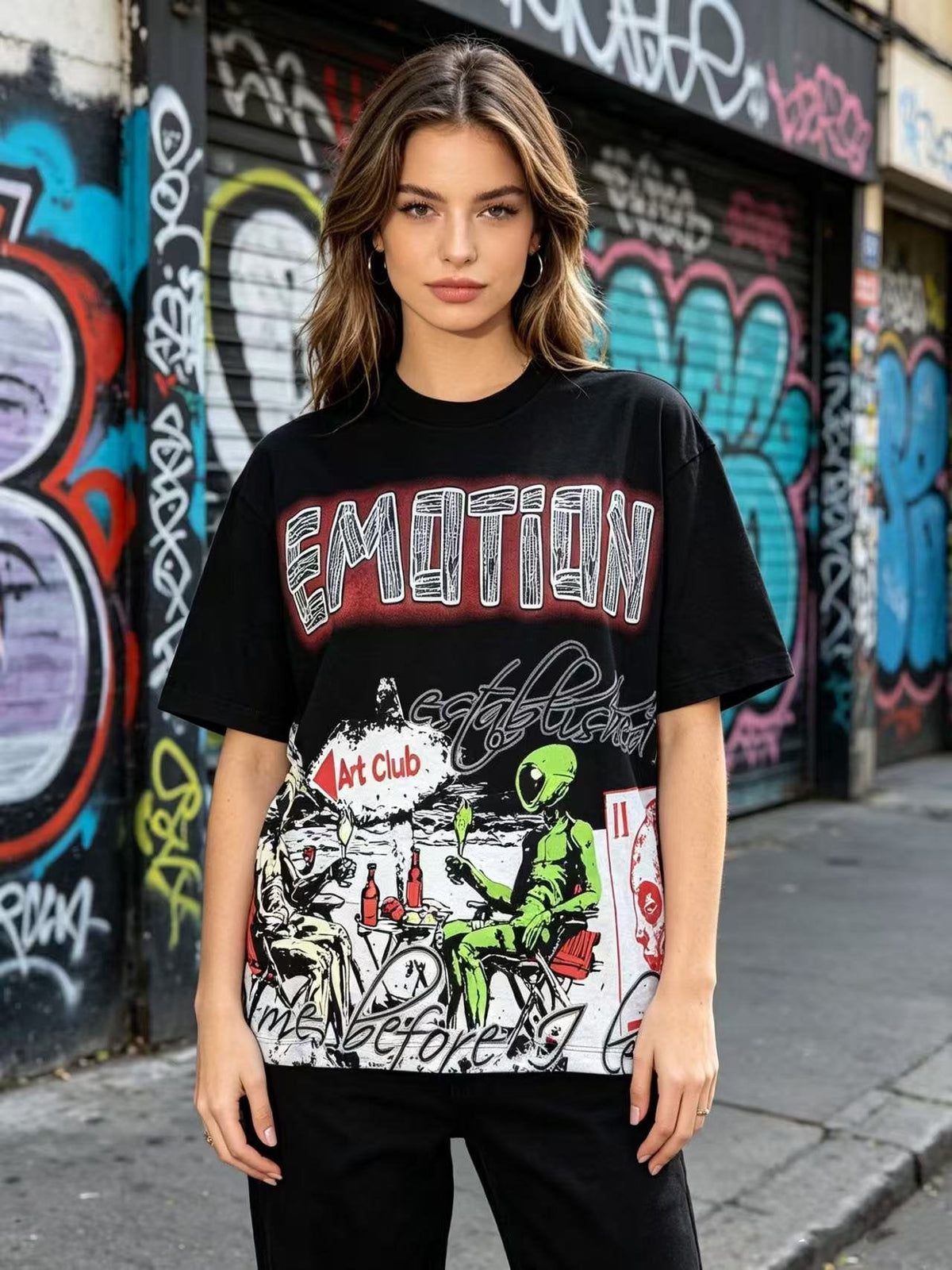 MIXED EMOTION Front and Back Graphic T-Shirt