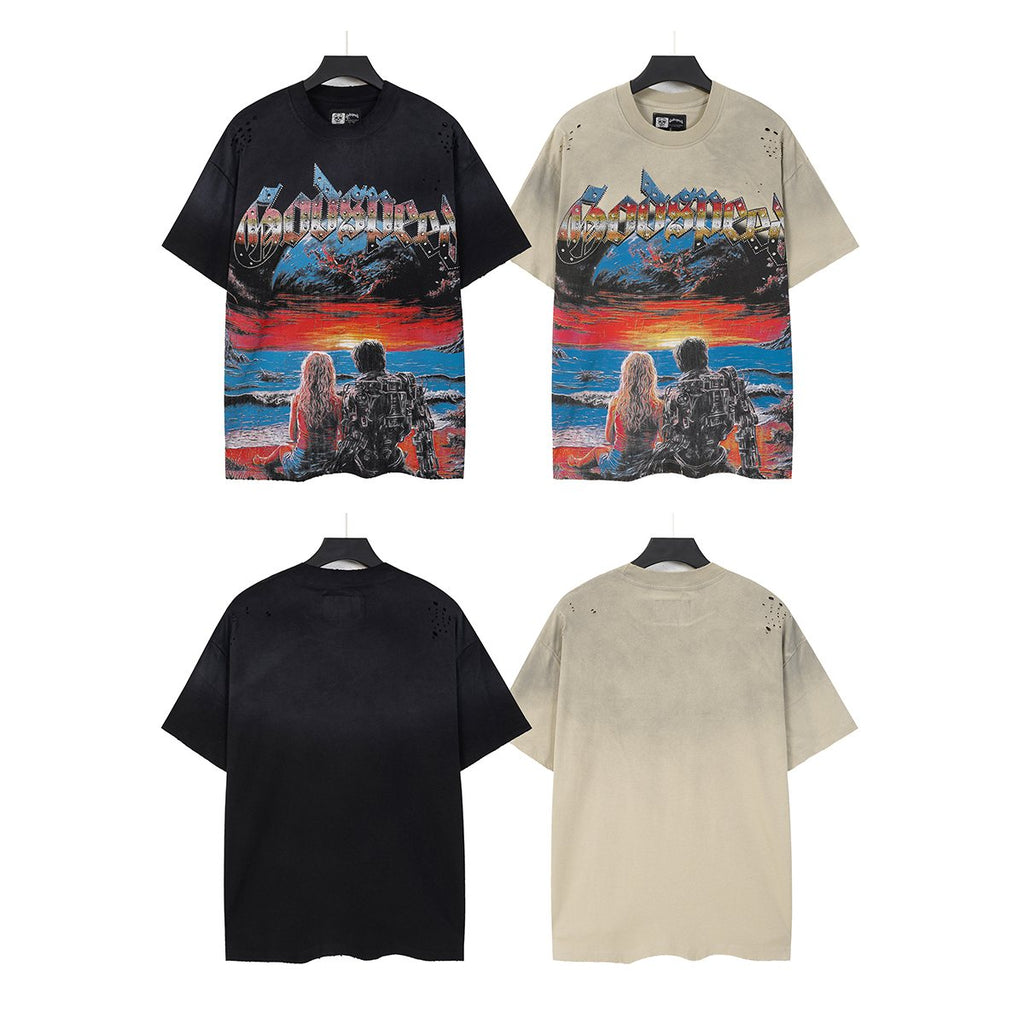 Godspeed Sunset Couple Distressed Graphic T-Shirt