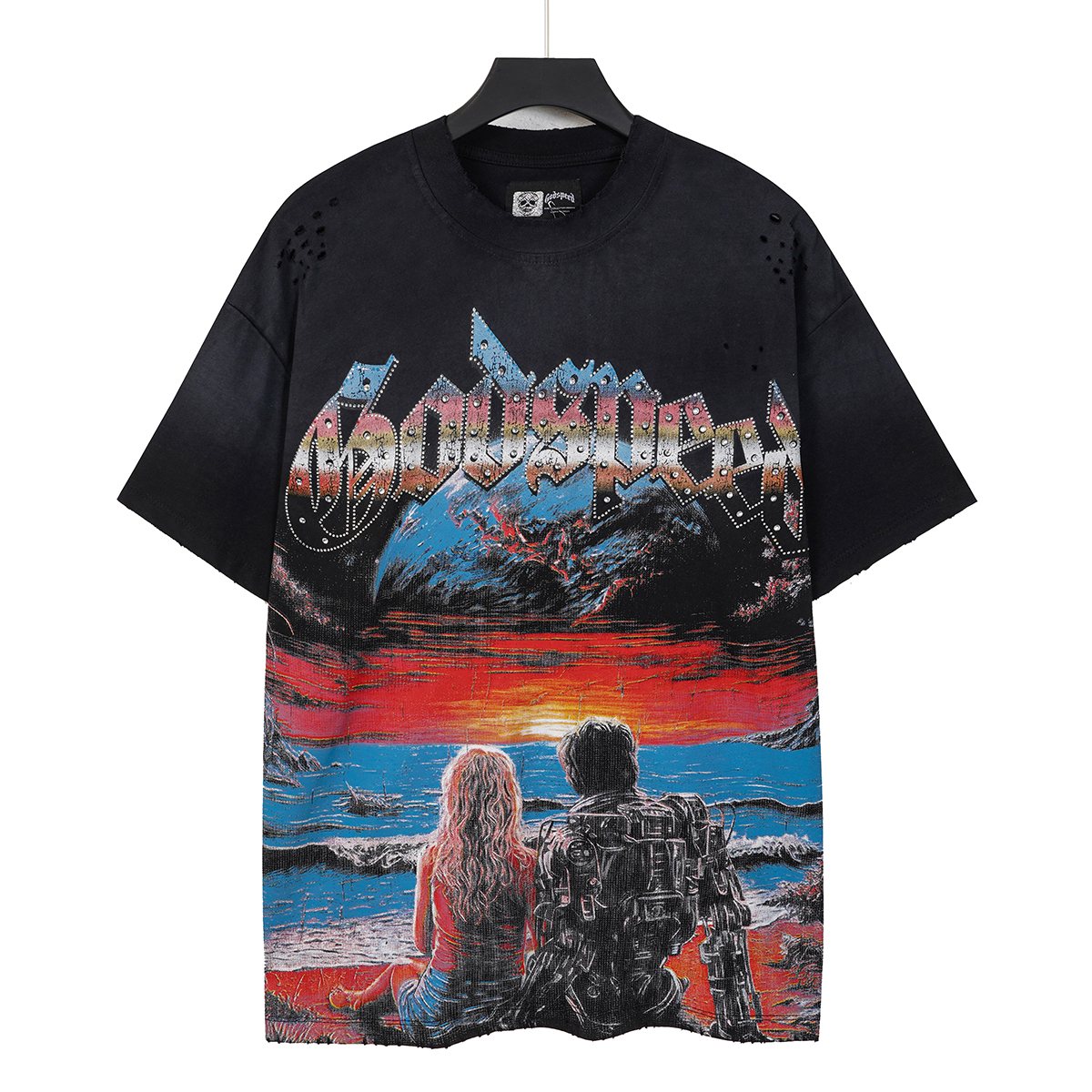 Godspeed Sunset Couple Distressed Graphic T-Shirt