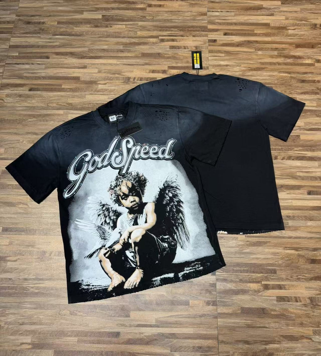 Godspeed Distressed Washed Graphic T-Shirt