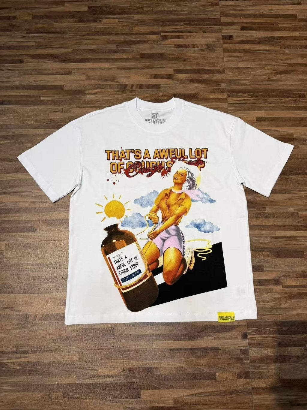 THAT'S A AWFUL LOT OF COUGH SYRUP White Front & Back Graphic T-Shirt