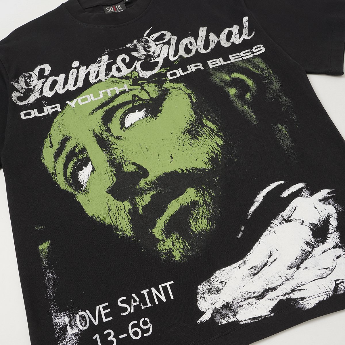 SAINT Black Graphic Short-Sleeve T-Shirt