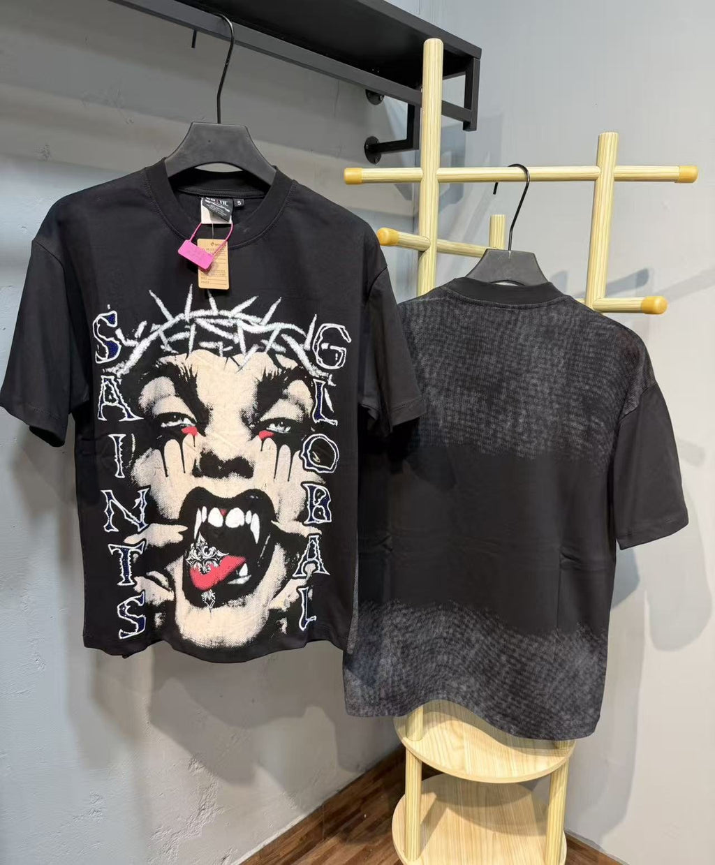 SAINT Rhinestone Graphic Short-Sleeve T-Shirt
