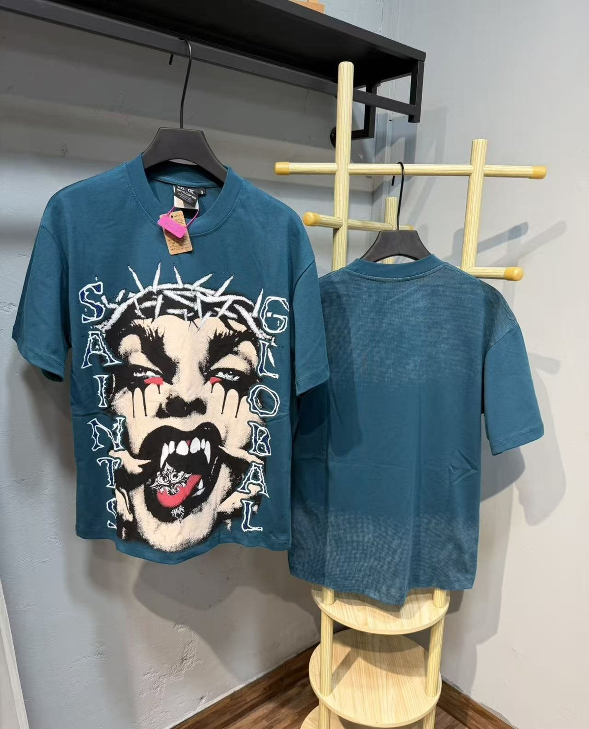 SAINT Rhinestone Graphic Short-Sleeve T-Shirt