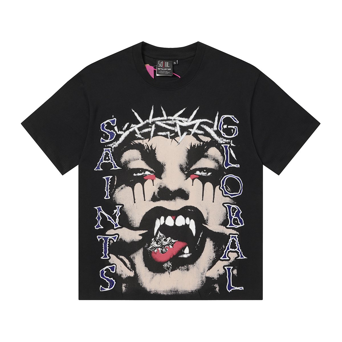 SAINT Rhinestone Graphic Short-Sleeve T-Shirt
