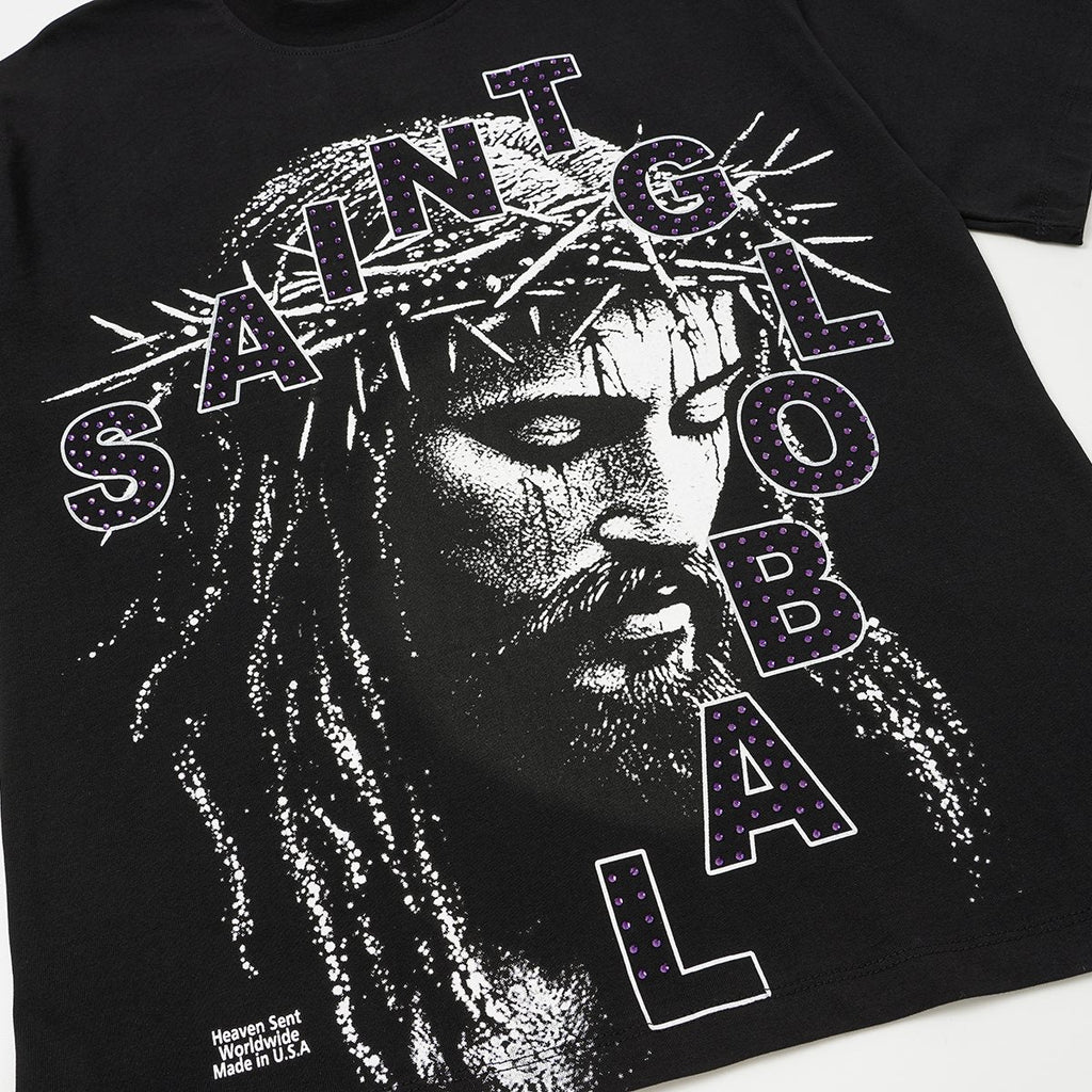 SAINT Rhinestone Graphic Short-Sleeve T-Shirt