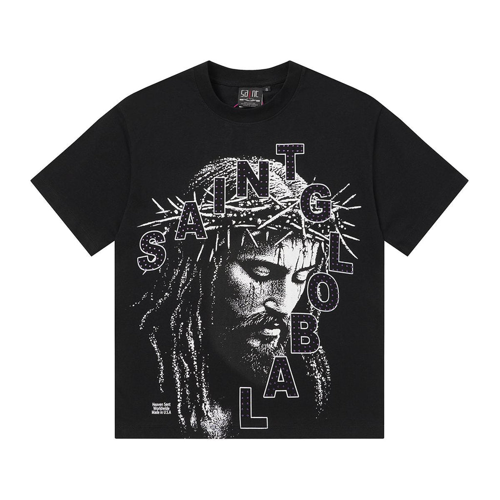 SAINT Rhinestone Graphic Short-Sleeve T-Shirt