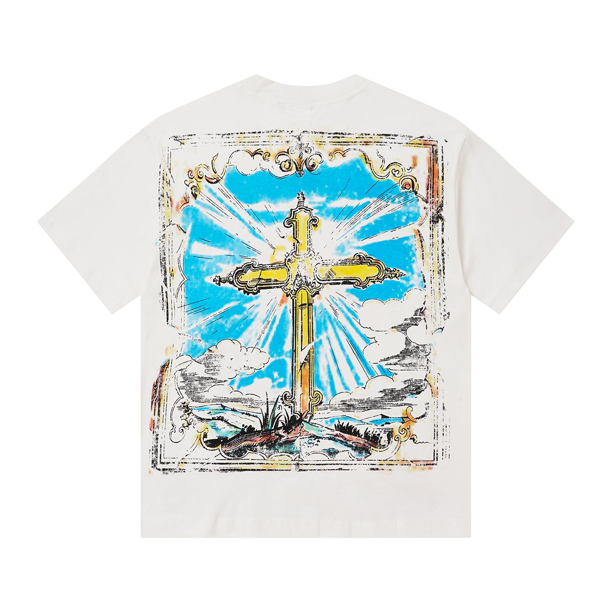 SAINT Portrait & Cross Graphic Short-Sleeve T-Shirt