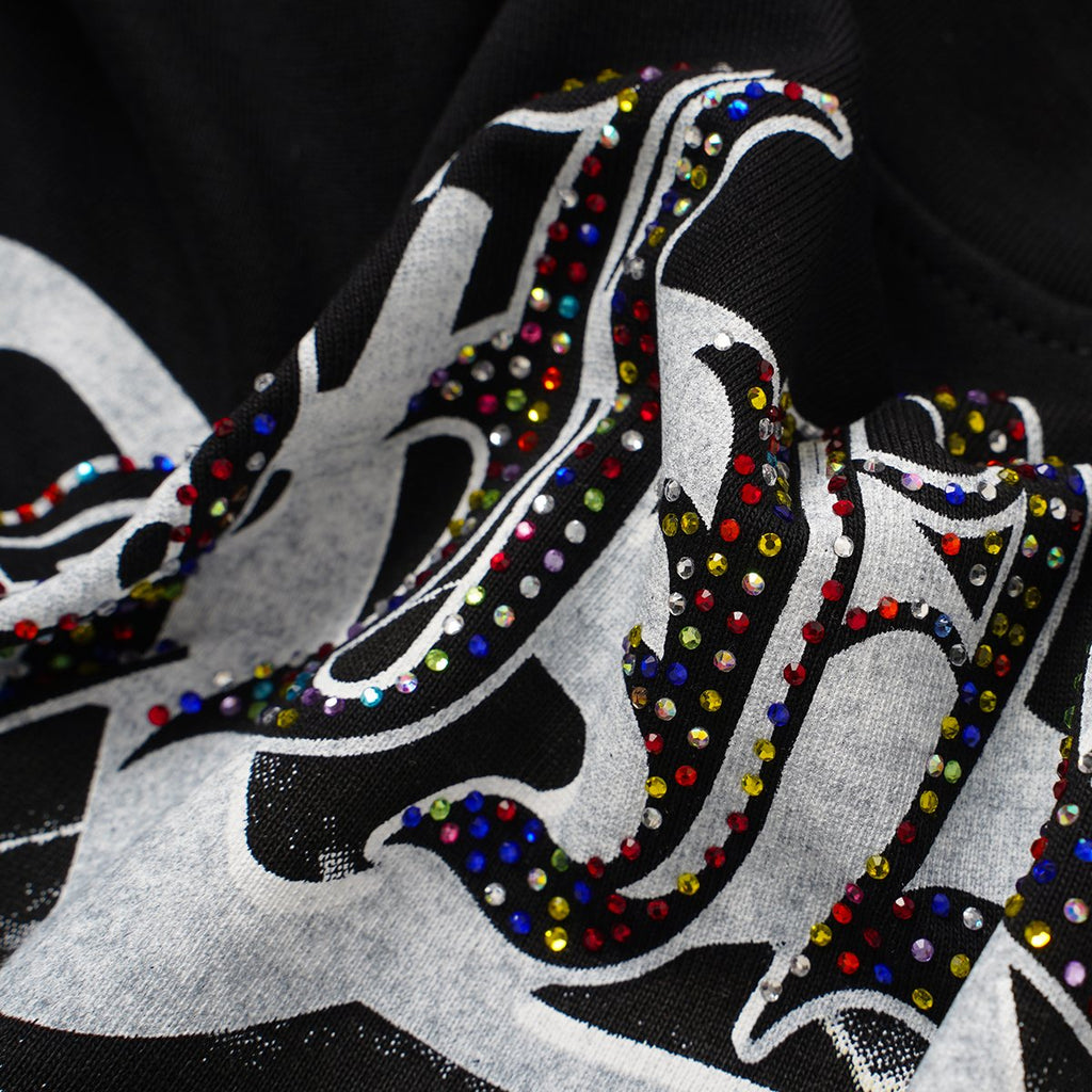 SAINT Black Rhinestone Graphic T-Shirt