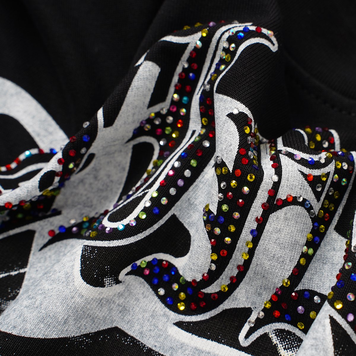 SAINT Black Rhinestone Graphic T-Shirt