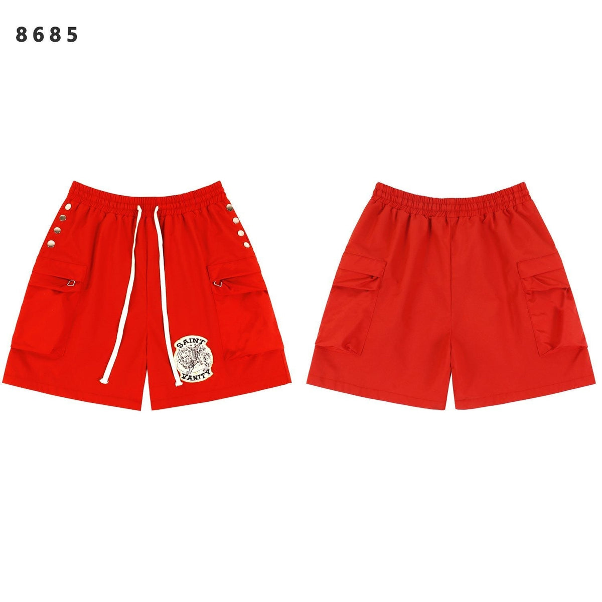 SAINT Vanity Embroidered Snap-Button Cargo Shorts