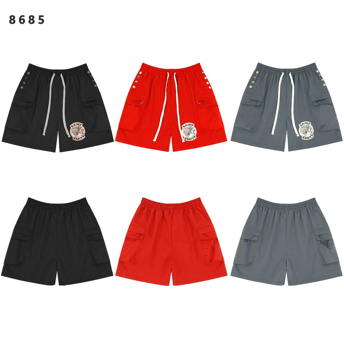 SAINT Vanity Embroidered Snap-Button Cargo Shorts